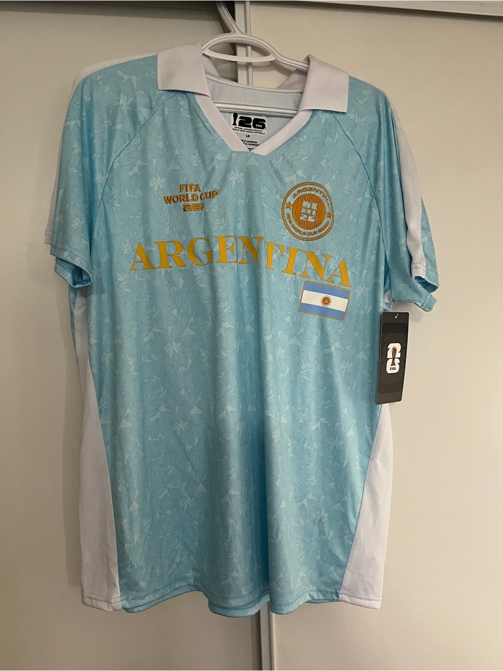 Argentina Light Blue Football Jersey with White Trim.